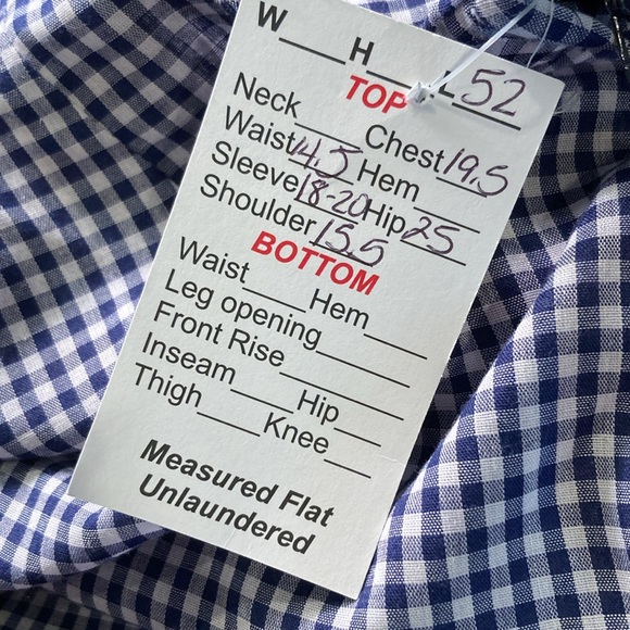 Vintage blue checkered with red bows size Small. longer in the back.‎ B5 - Picture 6 of 6